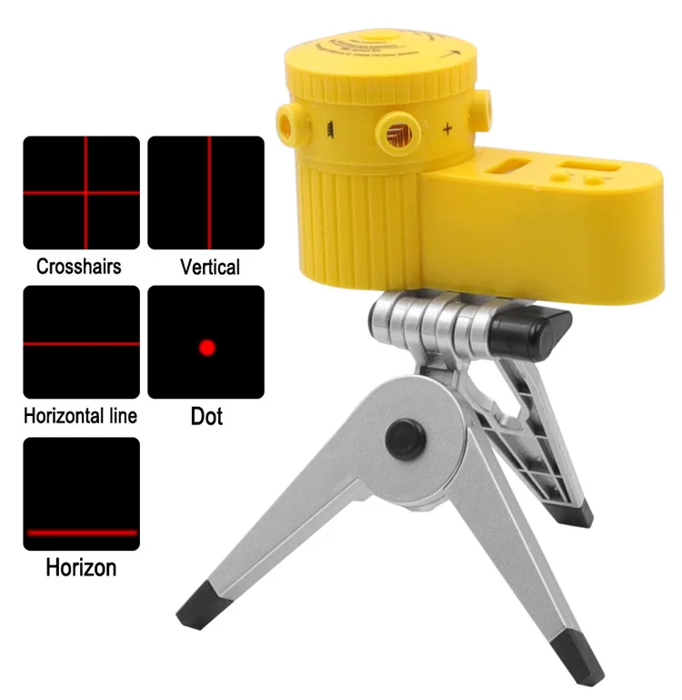 Horizontal Vertical Line Tool Yellow Multifunction Cross Line Laser Leveler with Tripod Worldwide