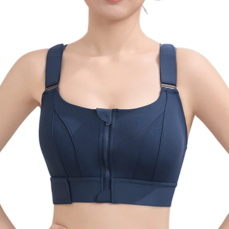 Lightweight Breathable Magic Tape Sports Bra Front Zipper High Strength Shockproof Vest  detail