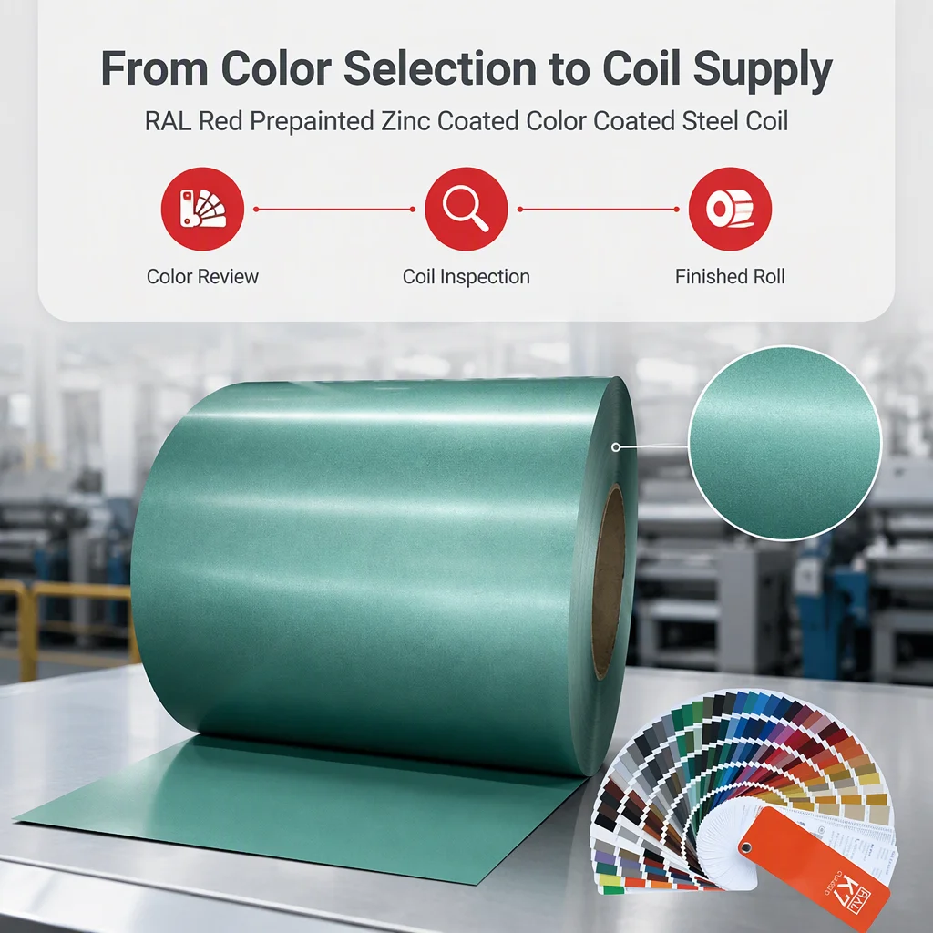 RAL Red Prepainted Zinc Coated Color Coated Steel Coil