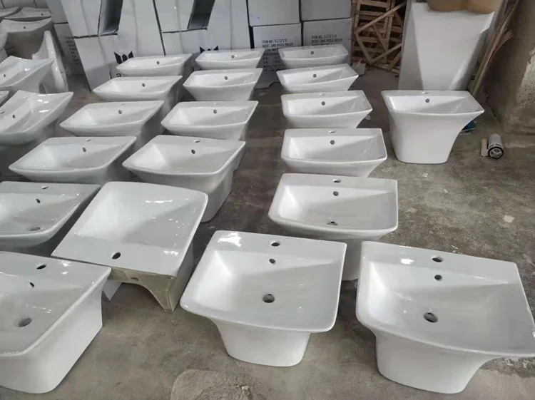 Modern Design Bathroom Wall Mounted Half Pedestal Wash Basin