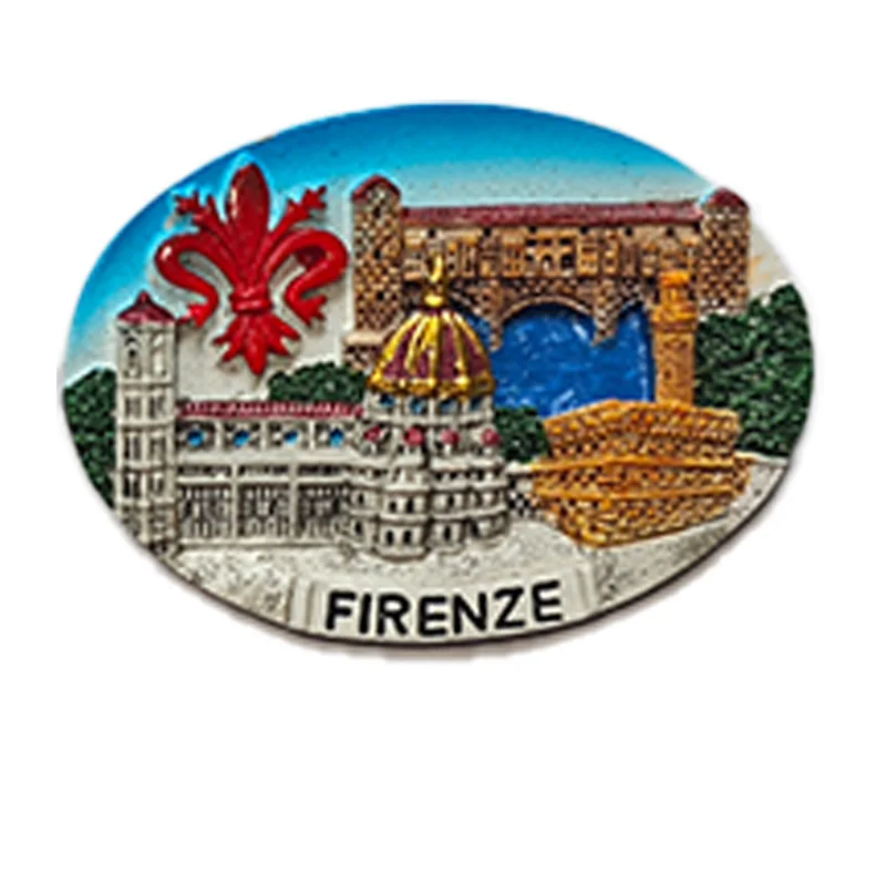 Modern Firenze Resin Refrigerator Sticker Country Design Style PVC Paper Material Custom Logo Wholesale Refrigerator Souvenir