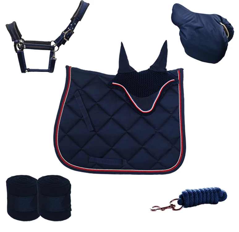 Newest Custom Made Horse Saddle Pad Sets Equestrian Equipment Fly Veil Halter Lead Rope Sets