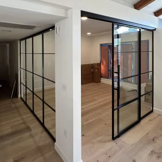 Design Glass Commercial Window and Door Steel Lobby Partition Design Office Full Height Glass Wall Partition