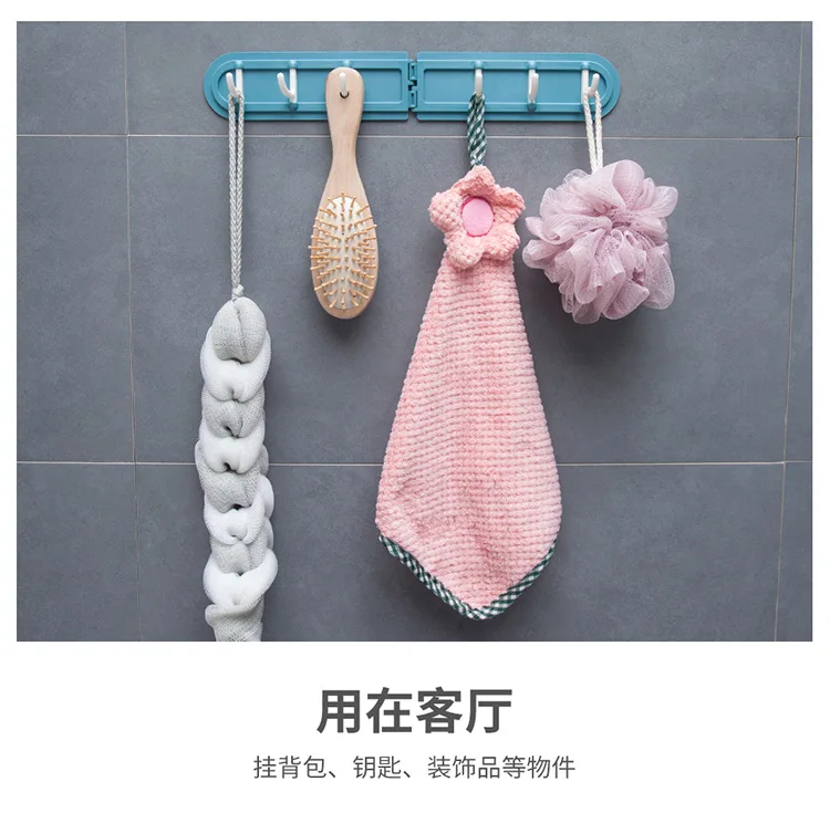 Creative corner six row novelty hooks Home portable traceless adhesive novelty hooks kitchen bathroom waterproof row novelty hooks details