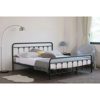 Insenlife Simple And Generous Metal Bed Black White Iron Single Bed Metal Bed Frame Use For Bedroom