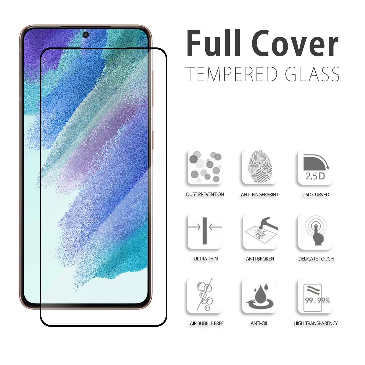 OEM 0.33MM 9H Phone Protect Tempered Glass For Samsung Galaxy S21 S22 S22+ Silk Print Screen Protector