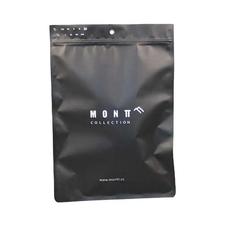 Custom Matte Black Apparel Package Logo Ziplock Bags for Swimwear T-shirt  Clothing Packaging - Qingdao Sante Packing Co., Ltd.