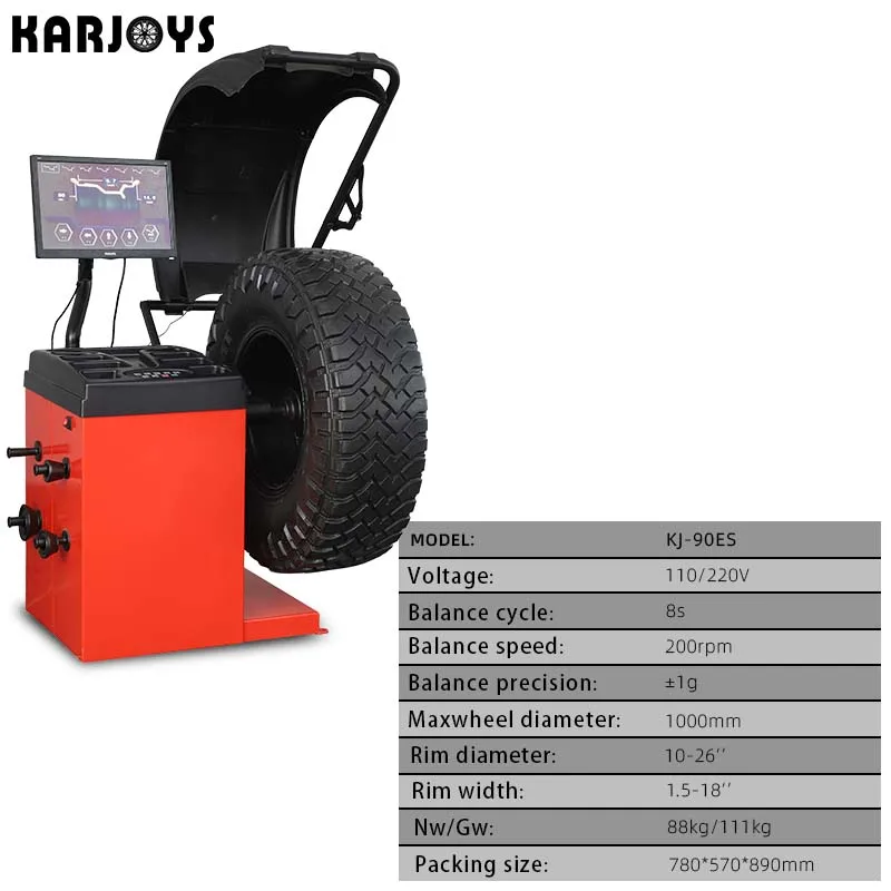 KJ-90ES Wheel Balancer Machine with CE Certified 200rpm Car Wheel Balancing for Auto Workshop