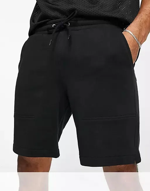 Wholesale Хорошего качества 100% хлопок Простые черные шорты чистые пользовательские баскетбольные мужские шорты в стиле хип-хоп From m.alibaba.com