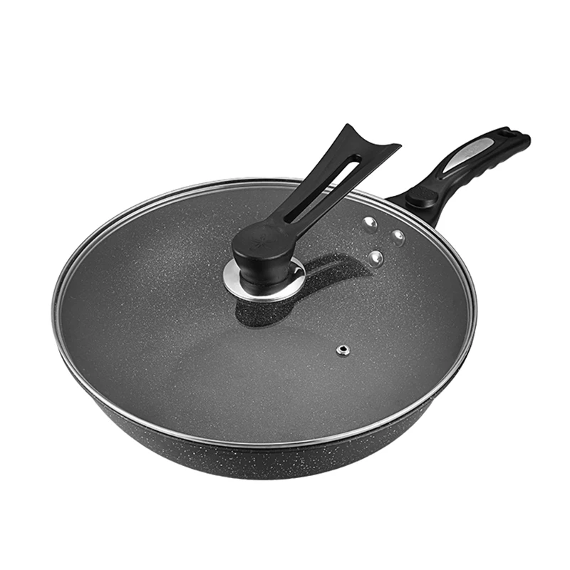 Заводской черный чугунный корейский медицинский камень chinise wok с плоским дном кухонная утварь с бакелитовой ручкой wajan maifan каменный ВОК