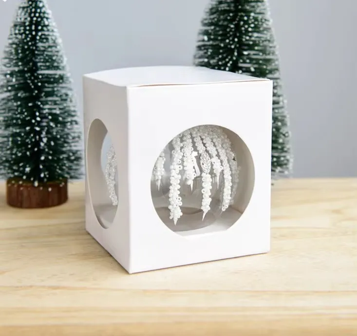 Окрашенные на заказ 8 см рождественские стеклянные шары с рисунком логотипа украшения рождественской елки праздничные