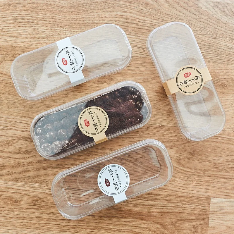Rectangular Cake Box Transparent Cheesecake Dessert Pudding Packaging Plastic Boxes