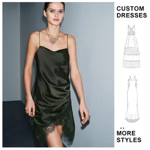 ODM Casual Women's Lace Party Dresses Camisole Top Silky Casual Fashion Summer Midi Dress for Women