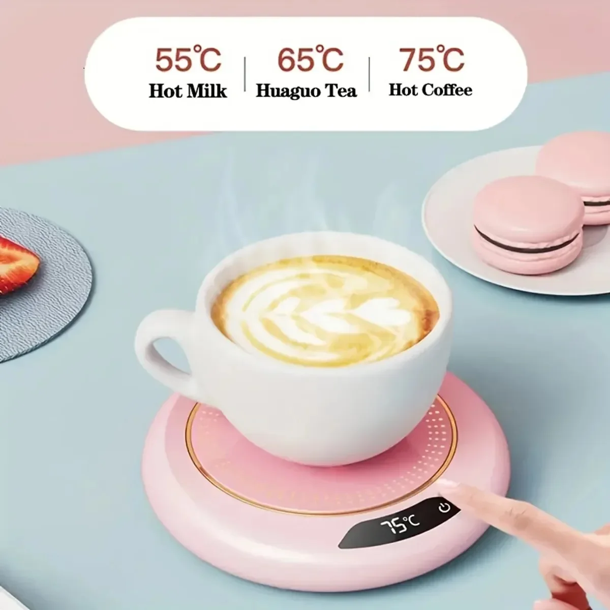 USB Intelligent Constant Temperature Coaster 3 Temperature Setting Milk Tea Water Heating Pad Cup Heater for Tea Water Office