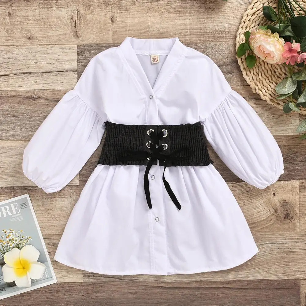 white shirt dress with black belt