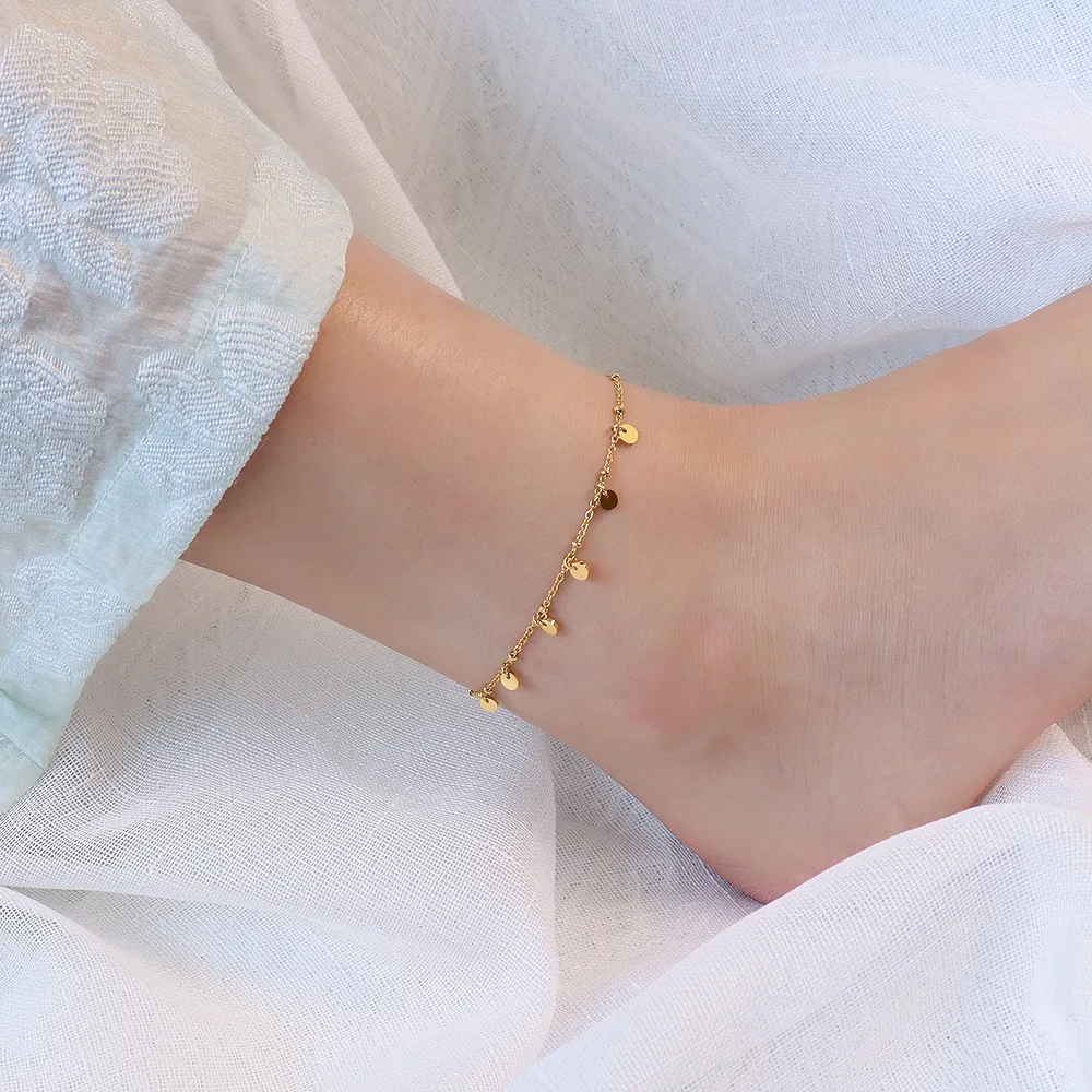 Tarnish-Free 18k Gold Plated Coin Disc Anklet
