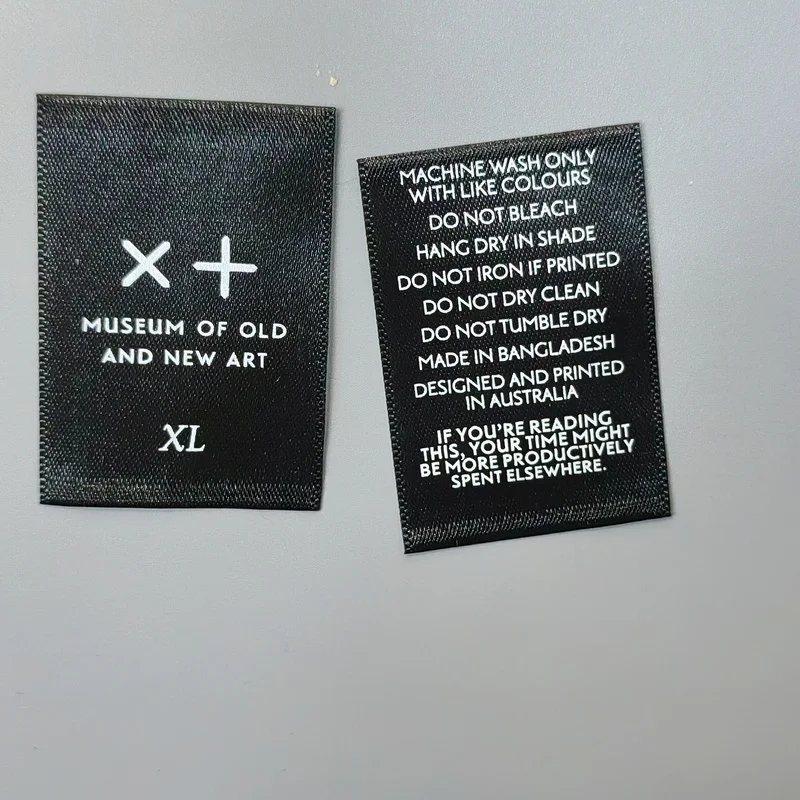 Wholesale Garment QR Code Label Custom Printed Satin 100% Polyester Cotton High Quality Clothing Tag Wash Care Label for T-shirt