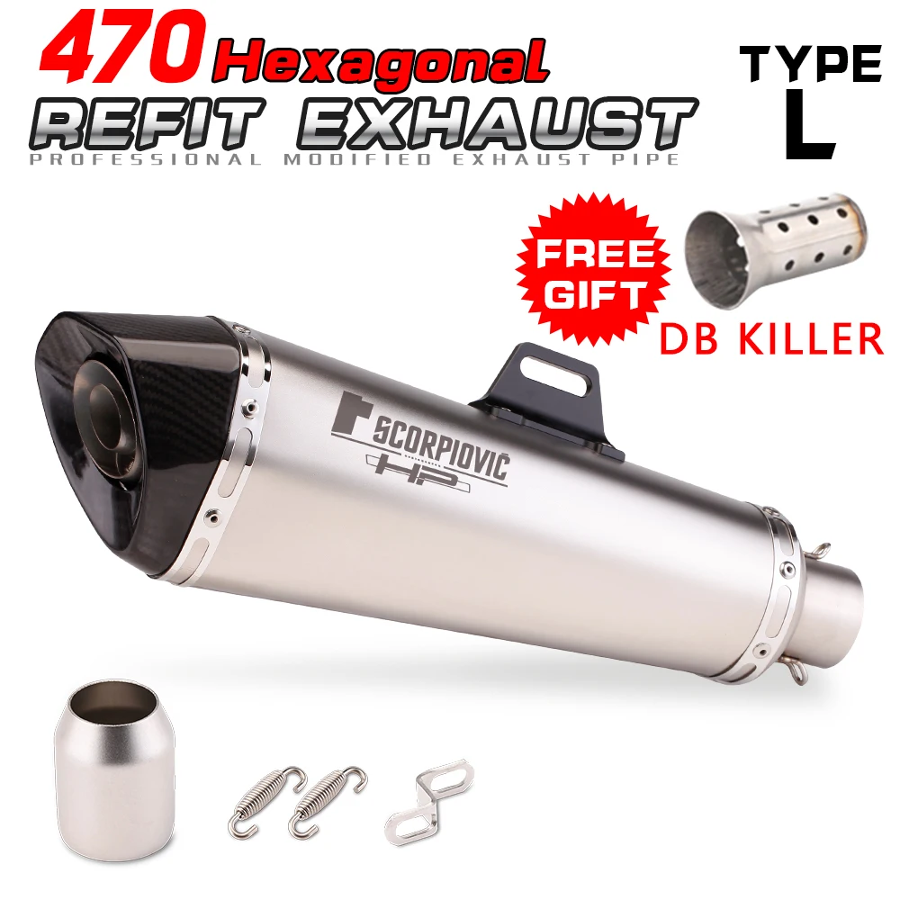 51MM Universal Carbon Fiber Stainless Steel Motorcycle Exhaust