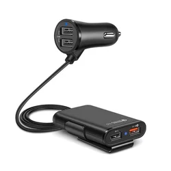 Мобильный телефон 48 Вт 7.3A 4 порта usb Автомобильное зарядное устройство с кабелем для задней панели