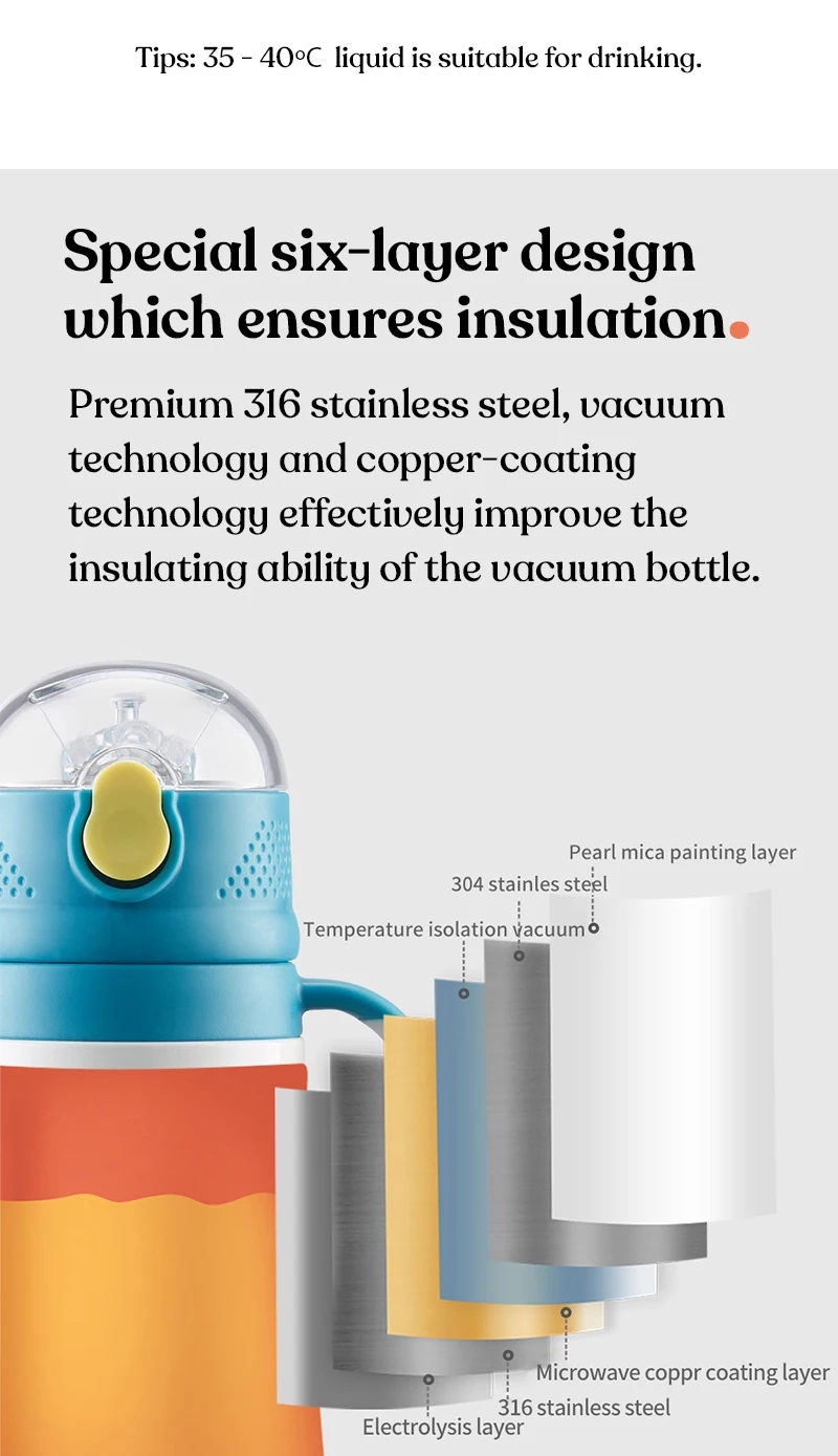 Kub 280ml 316 Stainless Steel Spillproof Water Bottle Baby Insulation