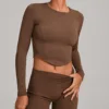 Brown-Long Sleeves tops