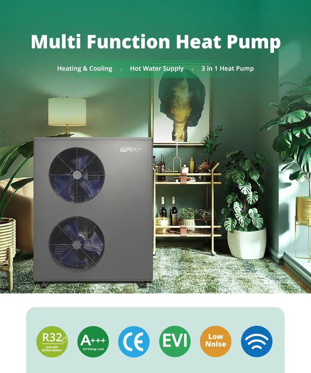 GRAT 2023 New Home Appliance DC inverter R32 green energy EVI AIR source heat pump for indoor air conditioning and hot water