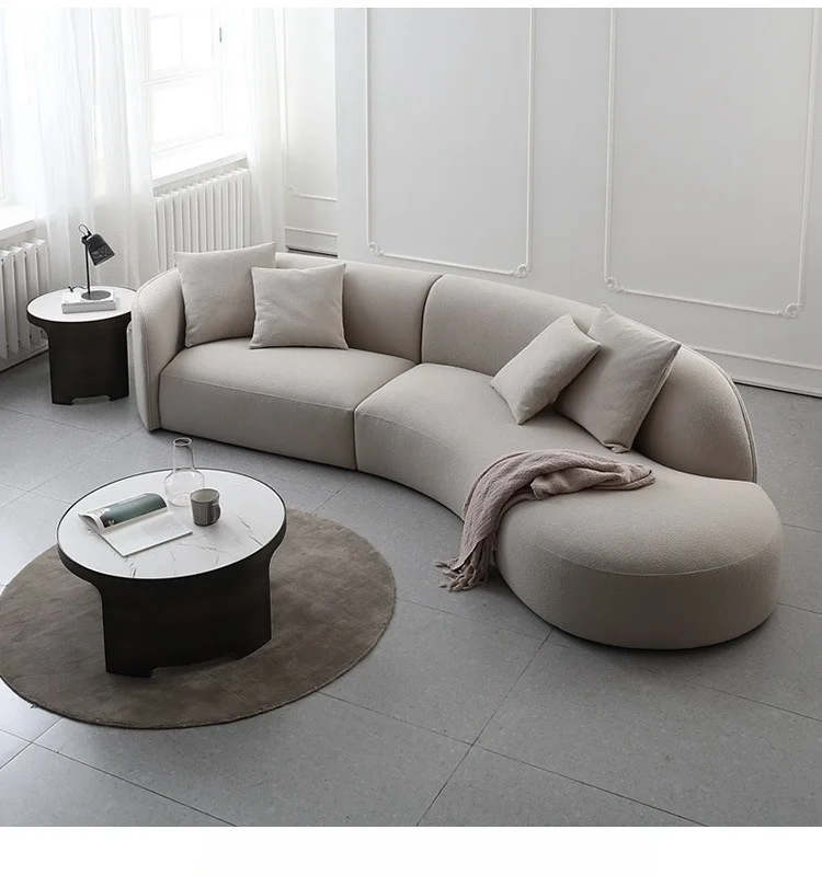 Luxury Modern Style Living Room Interior Curved Sofa & Lounge Chair Set Sofa Set Furniture Living Room