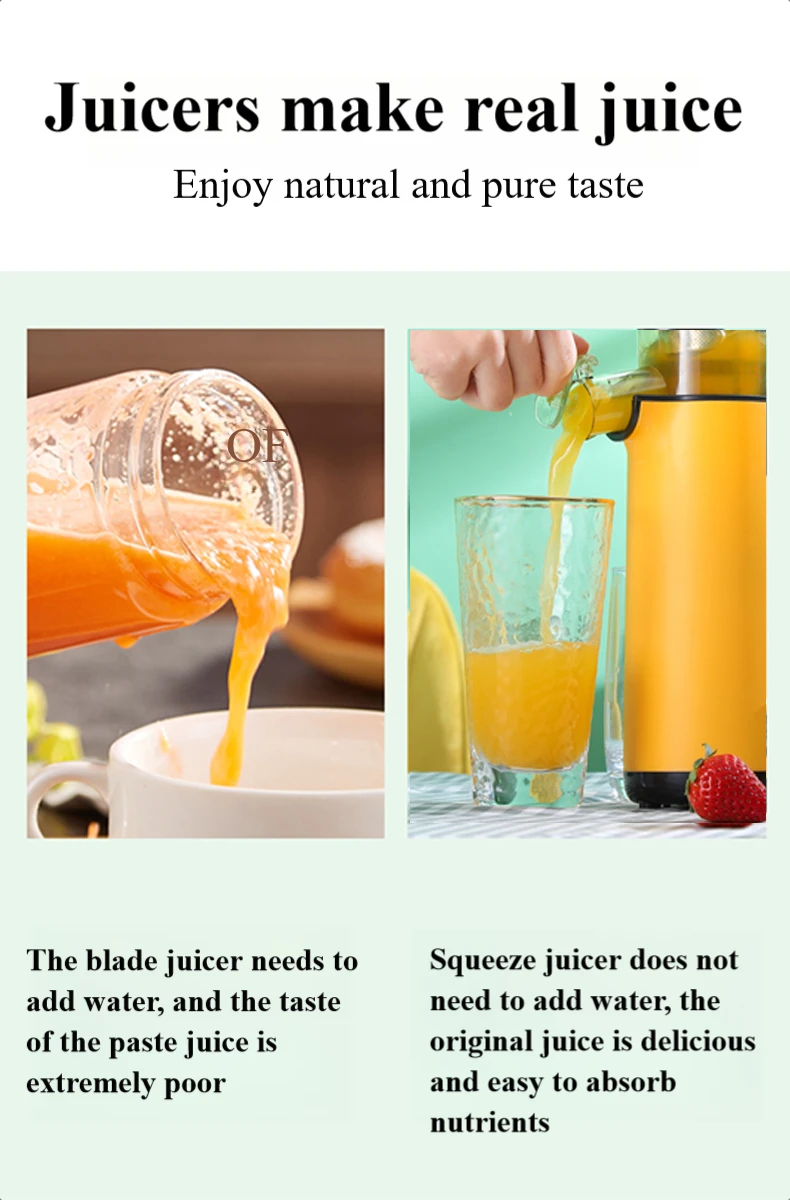 High Quality Portable Automatic Pulp Ejection Centrifugal Masticating Fruit Slow Juicer 120w