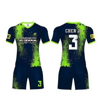 Wholesale Cheap Club Latest Designs Youth Sublimated Neon Green Soccer Uniform Set football jersey