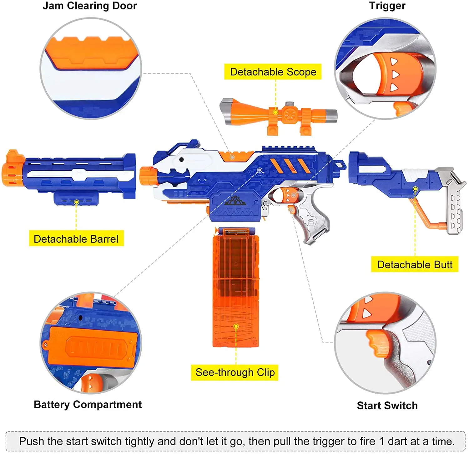 Fusil à Balle En Mousse 98K Avec Lunette – Pistolet Blaster Enfant 6-12 Ans, 20 Balles Souples, Portée 10-15 M – Jeu De Tir