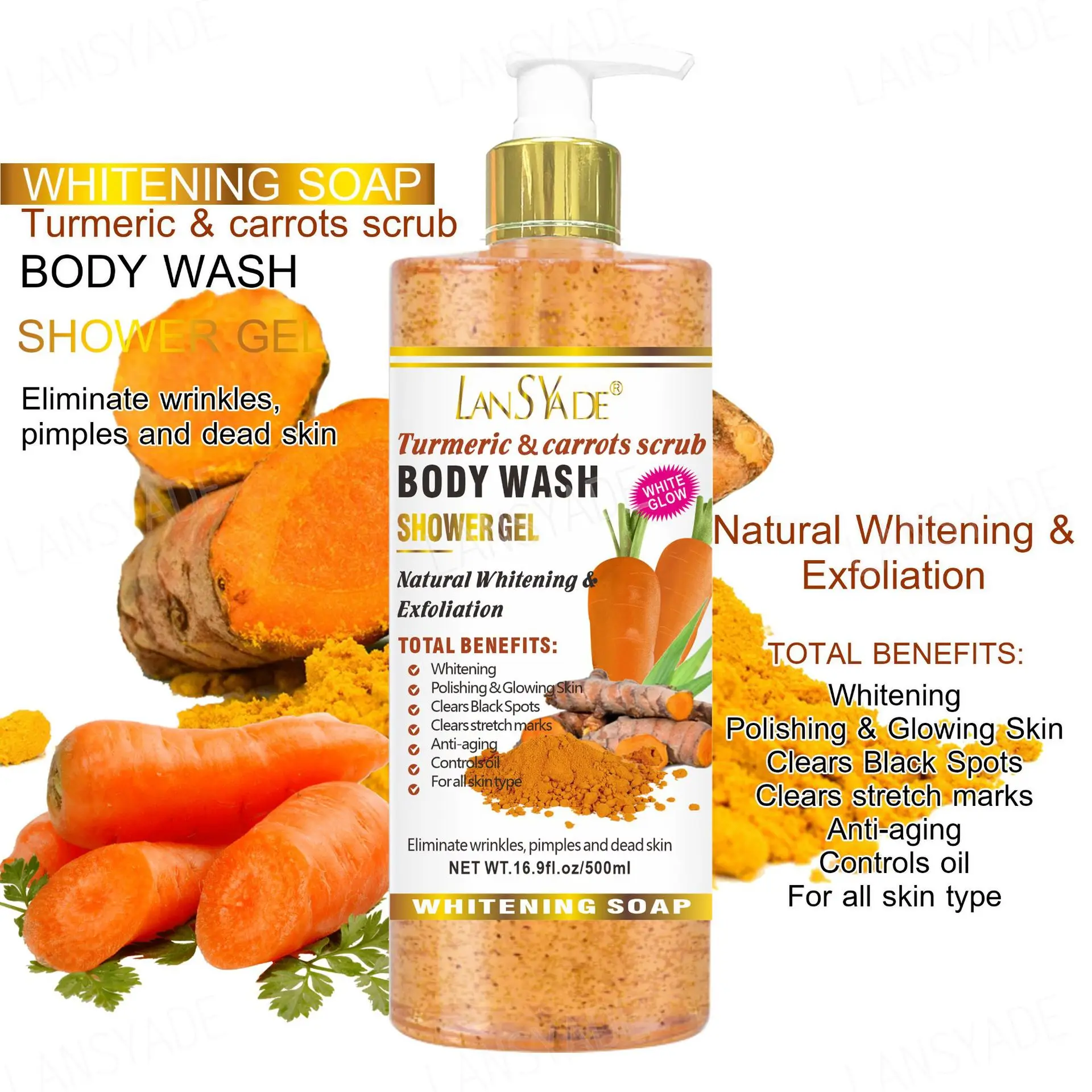 Fruit Scrub Shower Gel Silky smooth, refreshing and moisturizing skin gentle, clean and long-lasting 500ml