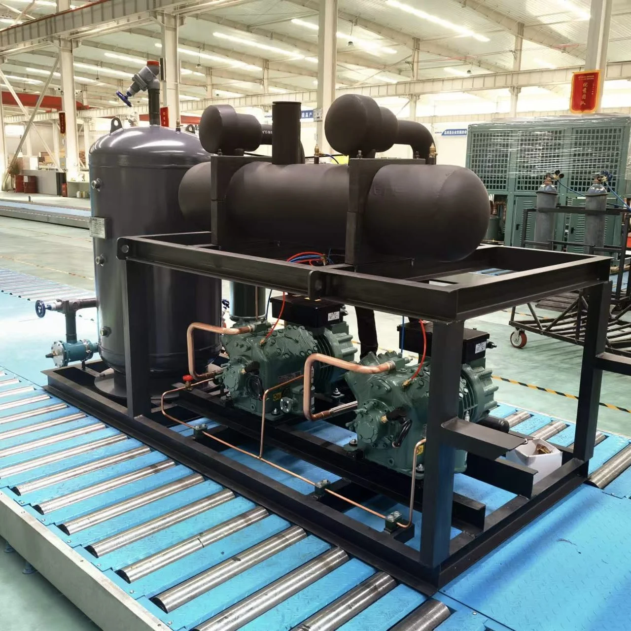 High-efficiency refrigeration compressor units for cold storage and freezer cooling systems