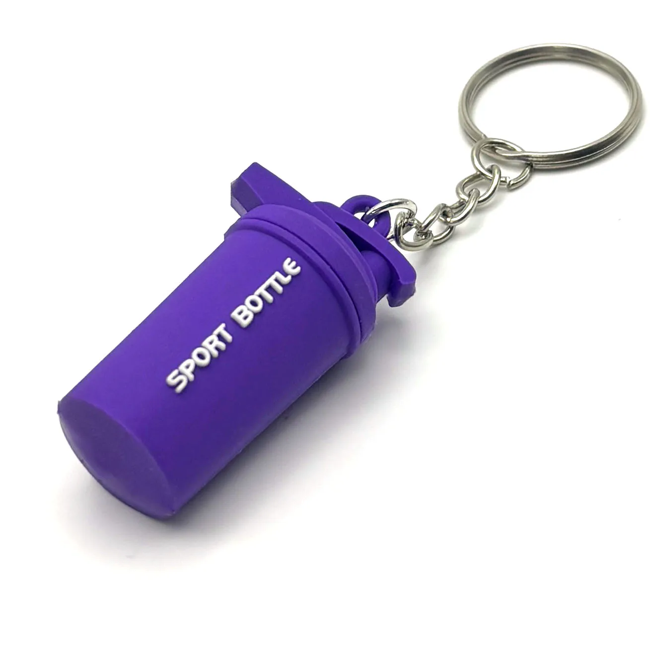 Ready To Ship Gym Sport Bottle 3d Pvc Key Chain Protein Powder Shake