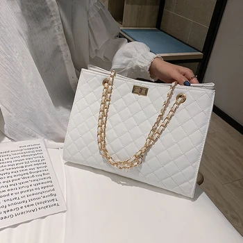 Wholesale Latest Brand Female Casual Tote Bag Women Handbags Diamond Pattern Chains Bag Pu Leather Girls Crossbody Bag