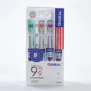 4 Biodegradable Adult Toothbrushes in a Box Soft to Medium Hard Nylon Bristles for Oral Care for Home and Supermarket Use