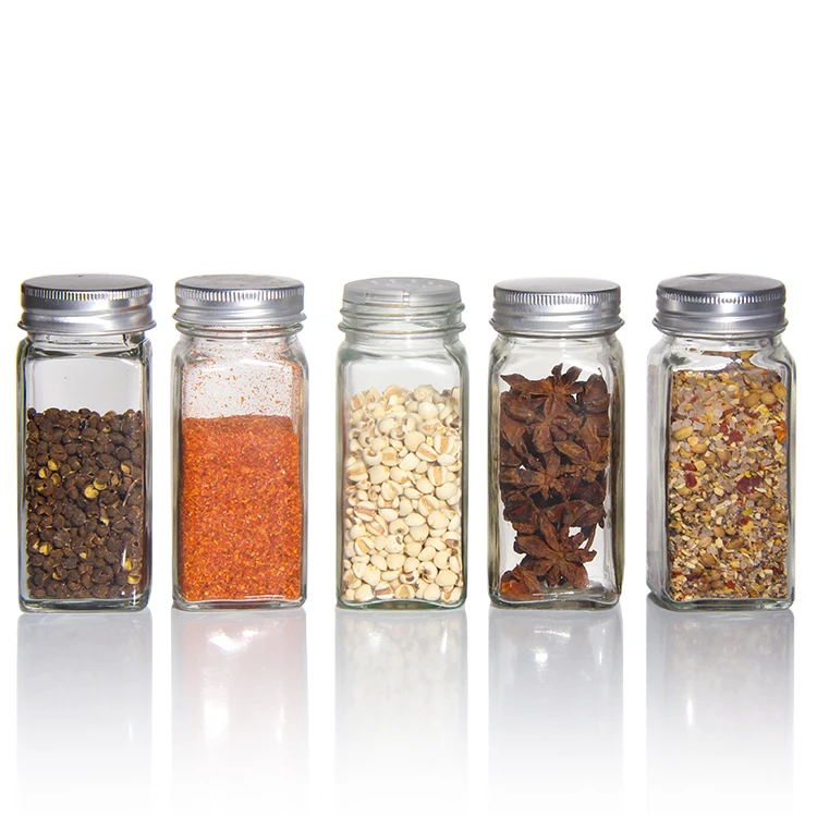 120ml 4oz French Square Seasoning Bottles 6oz Empty Glass Spice