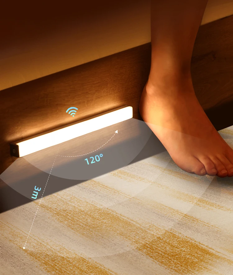 USB充电传感器夜灯无布线家庭过道衣橱抽屉运动传感器发光二极管灯