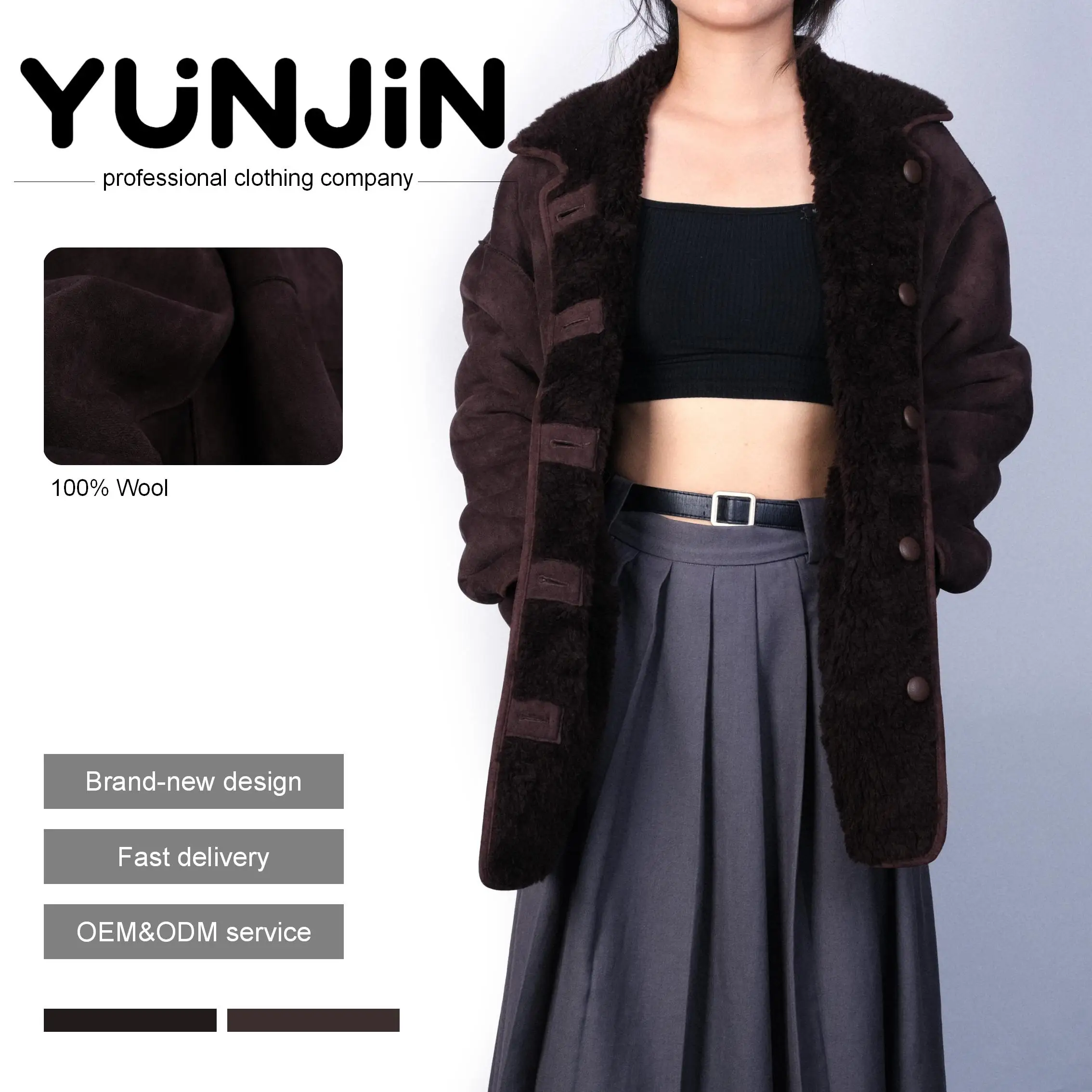 YUNJIN Winter Vintage Woolen Coat Single Breasted Double-Side