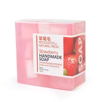 private label Strawberry Essence Brightening Skin Organic Essential Oil 100G Handmade Soap Bar