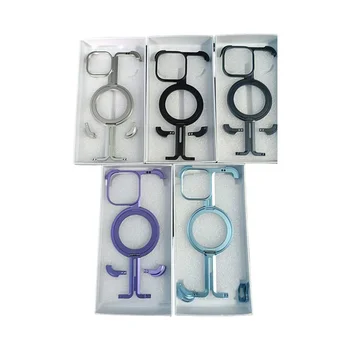 Shockproof Metal Lens Collapsible Protective Phone Case for iPhone 15 14 13 Pro Max Includes Magnetic Cover and Holder