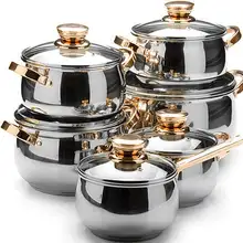 Non-Stick Stainless Cookware Jacketed Cookware Jacketed  Aluminiferous 2023 10 Pcs Stainless Cookware Jacketed