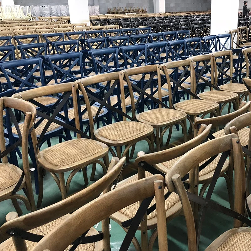 Solid Wood Stackable Wood Cross Back Chair Wedding Event Rental Chair