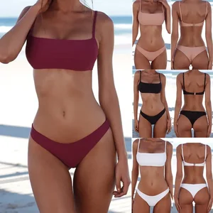 Versatile Women's Solid Color Bikini Set Multiple Styles and Colors Available Beachwear