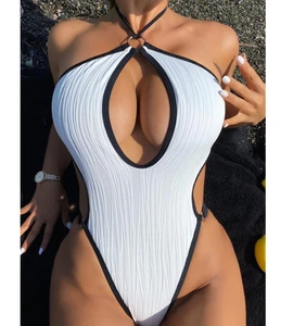 2026 New High Quality Swimwear Sexy White Color One Piece Bikini Hollow Beachwear