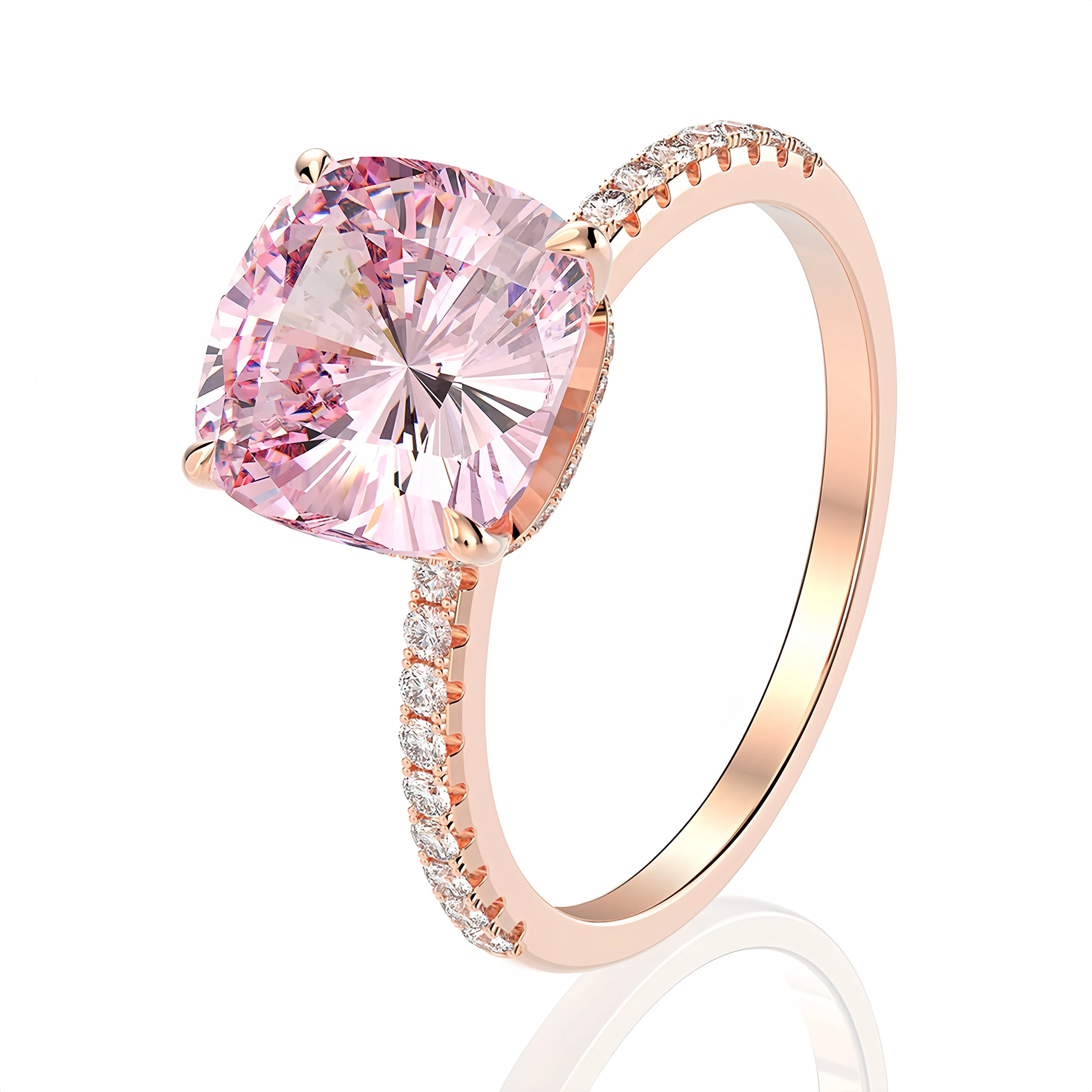 MUSHAN Jewelry Factory 925 Sterling Silver Rings 5ct Pink CZ Zircon High Carbon Diamond Engagement Ring Wedding Bands for Women