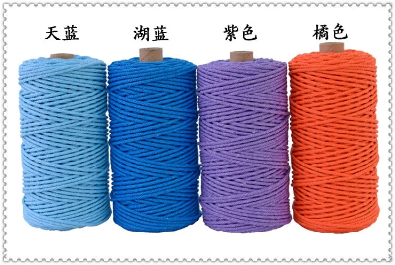 Оптовая продажа, 4 мм, 100 м, многоцветная скрученная веревочка из макраме