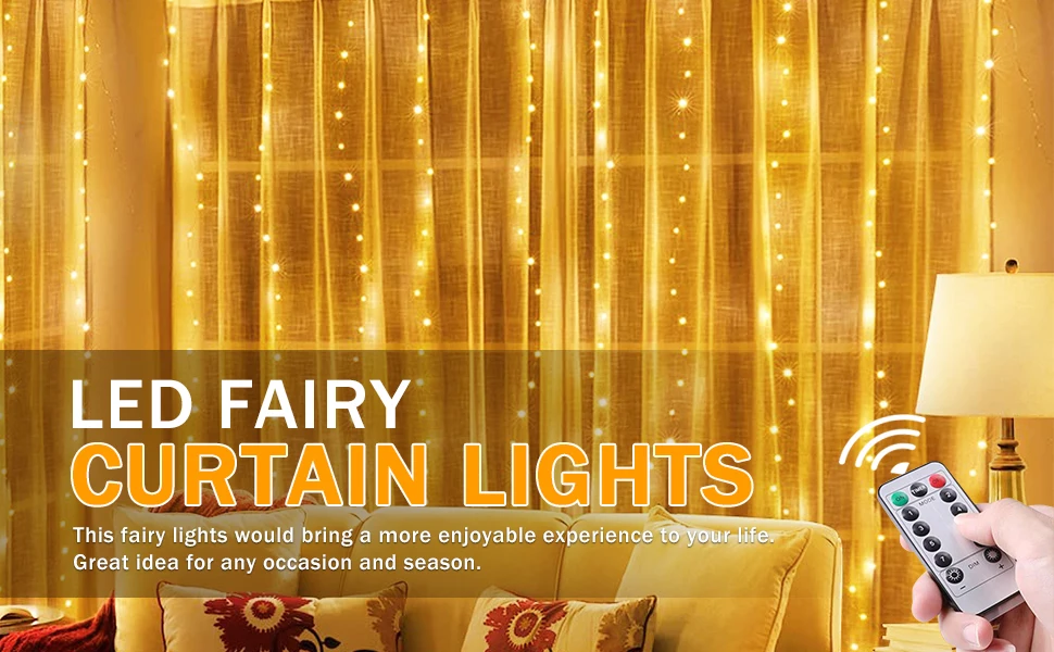 Led Curtain Lights Control Smart With Remote Rgb Window String Lights