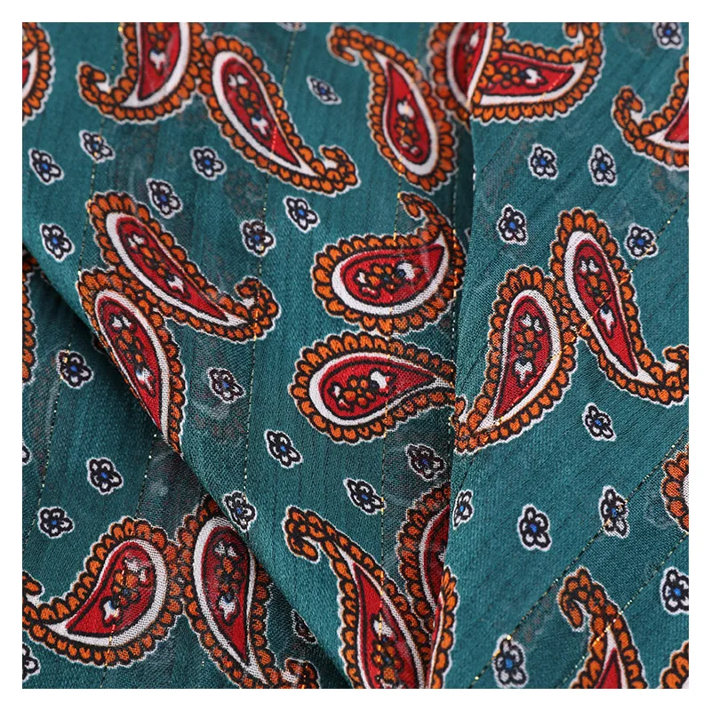 Spring and Summer New Style Gold Silk Chiffon Cat Eye Printed Fabric for Shirt OEM