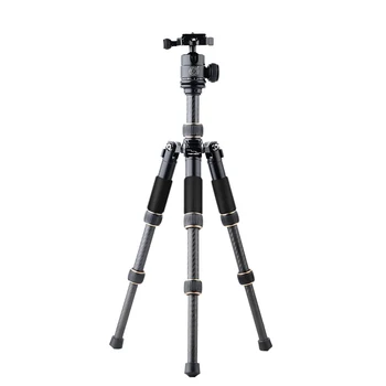 Q166C Carbon Fiber Small Tripod Ball Head Professional 8kg Load Mini Micro Laptop Tripod Camera 200mm Folded Table Tripod detail image