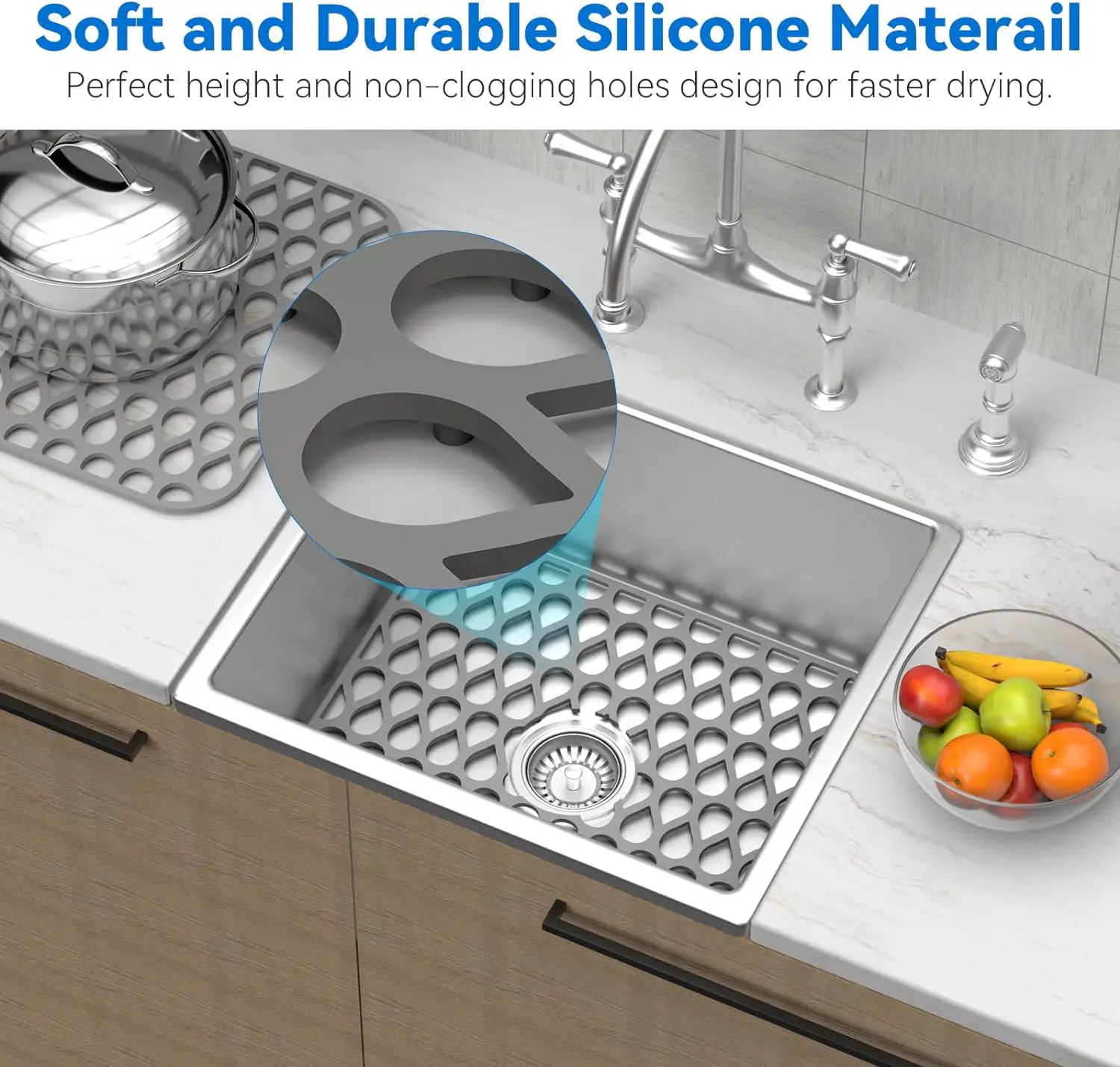 Non-Slip Silicone Sink Mat Silicone Sink Protectors for Kitchen Sink